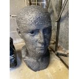 ARR Andrew Tanser, Communicate, a carved Kilkenny limestone head, width 24cm, depth 30cm,