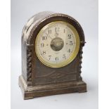 A Bulle oak cased electric mantel clock, height 29cm