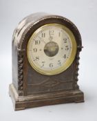 A Bulle oak cased electric mantel clock, height 29cm