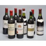 Eight assorted wines including Saint Emilion