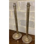 A pair of brass floor lamps, formerly from the Brighton Grand, height 80cm