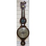 Ciceri and Co., London. A Regency inlaid mahogany wheel barometer and thermometer, length 119cm