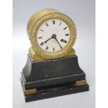 A Regency black slate and gilt brass mantel timepiece, signed Wm. Partington, Paddington St. London,