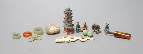 Assorted Chinese jade, pottery models etc.