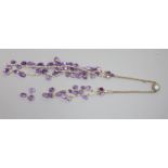 An amethyst, seed pearl and part yellow metal link necklace, with white opal set clasp(a.f.),