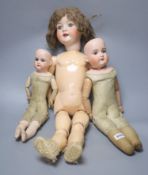 Two Armand Marseille bisque head dolls, 370 AM 4 DEP and 370 AM 2/0 DEP, with jointed kid bodies and