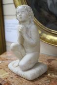 Italian School c.1900. An alabaster carving of a praying child, height 34cm (repaired)