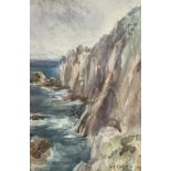 Sidney James Beer (1875-1952), watercolour, Sea cliffs, signed, 26.5 x 18cm signed, 10.5 x 7 ins.