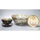 A group Chinese and Japanese ceramics including a Cantonese famille rose bowl, 26cm