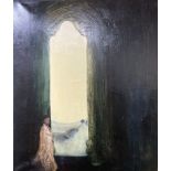 Phyllipa, acrylic on canvas, Figure beside a window, signed and dated '98, 90 x 75cm