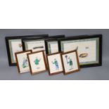 Four 19th century Chinese pith paintings of insects, 14.5 x 19.cm including ribbon border and