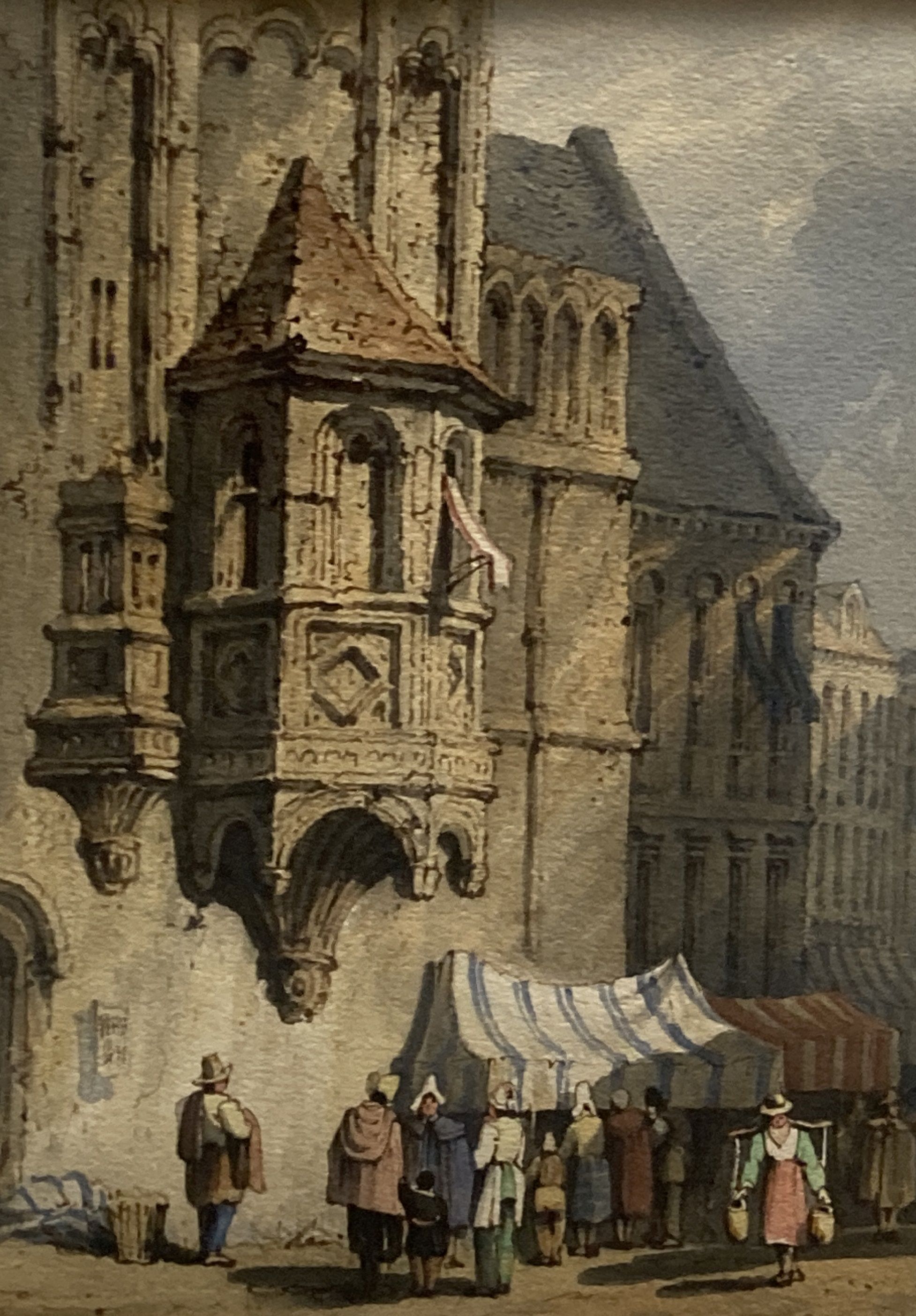 William Henry Harriott (fl.1811-39), 2 watercolours, Bologna and a French market stall, initialled - Image 2 of 5