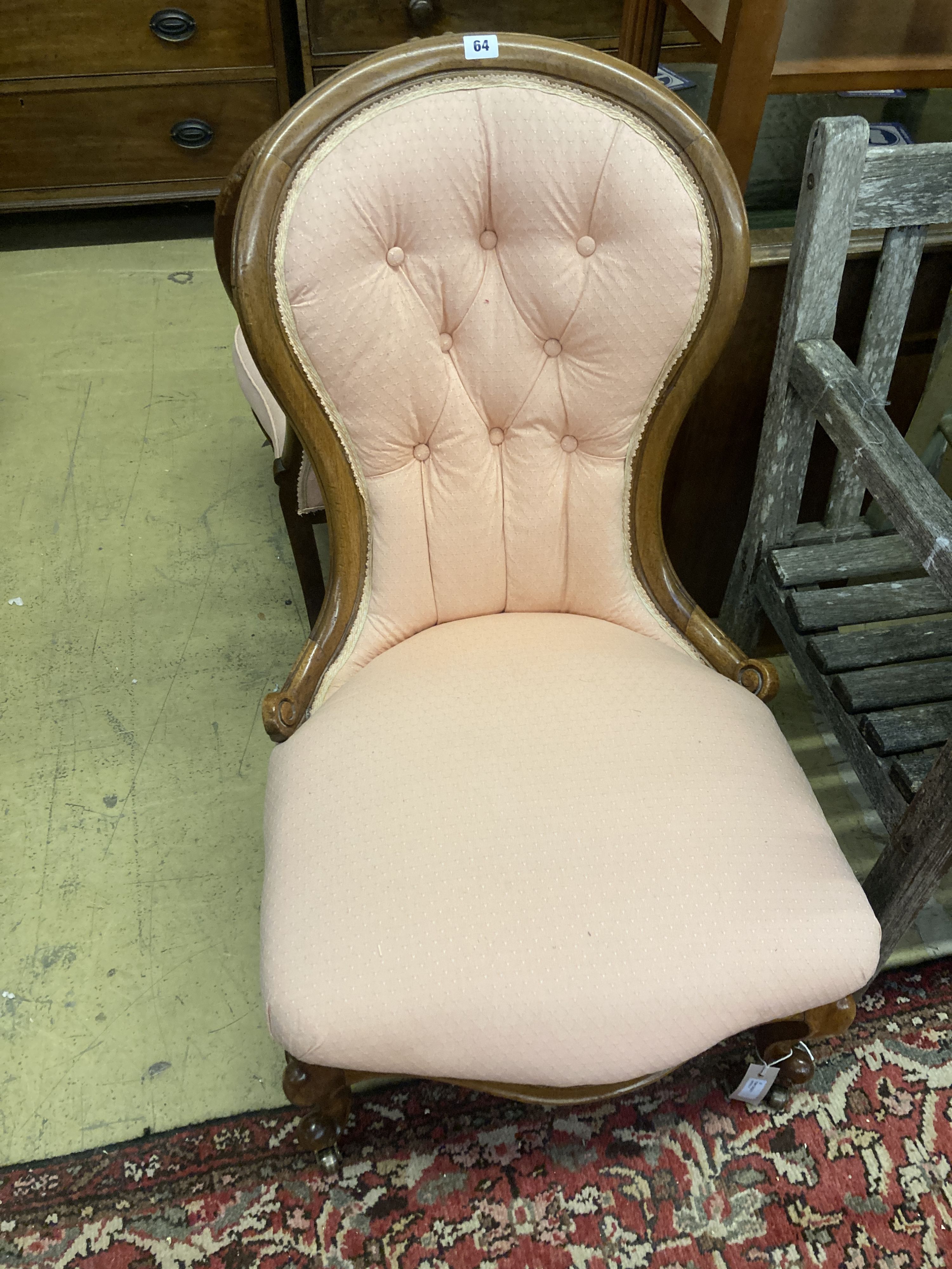 Two Victorian mahogany spoon back nursing chairs - Image 2 of 6