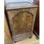 A Queen Anne revival walnut side cabinet, width 51cm, depth 42cm, height 93cm