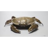 A mid 20th century bronze articulated model of a crab, with hinged carapace, 26cm across