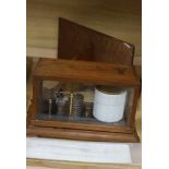 An oak cased barograph, with wall bracket, 36cm wide