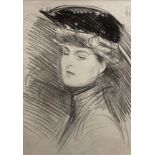 Paul César Helleu (1859-1927), lithograph, Portrait of an Edwardian lady, 41 x 30cm, unframed