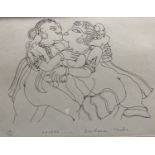 Barbara Tribe (Australian, b.1913), lithograph, Lovers, signed, 16/50, 24 x 33cm