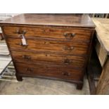 A late George III mahogany straight front chest, of four long graduated drawers, width 93cm, depth