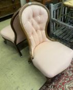 Two Victorian mahogany spoon back nursing chairs