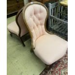 Two Victorian mahogany spoon back nursing chairs