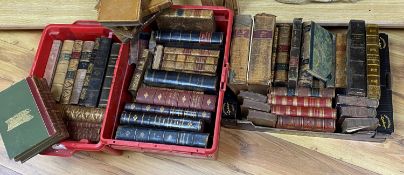 Three boxes of various decorative bindings