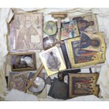 A quantity of religious artefacts including icons, crucifixes, etc.