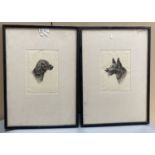 James Grant, pair of drypoint etchings, 'British Favourites - Irish Setter and Alsatian', signed