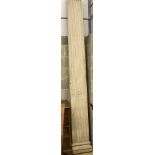 A pair of painted pine classical fluted wainscot columns, width 33cm, height 294cm