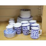 A group of Royal Crown Derby Wilmot blue and white coffee and tea wares