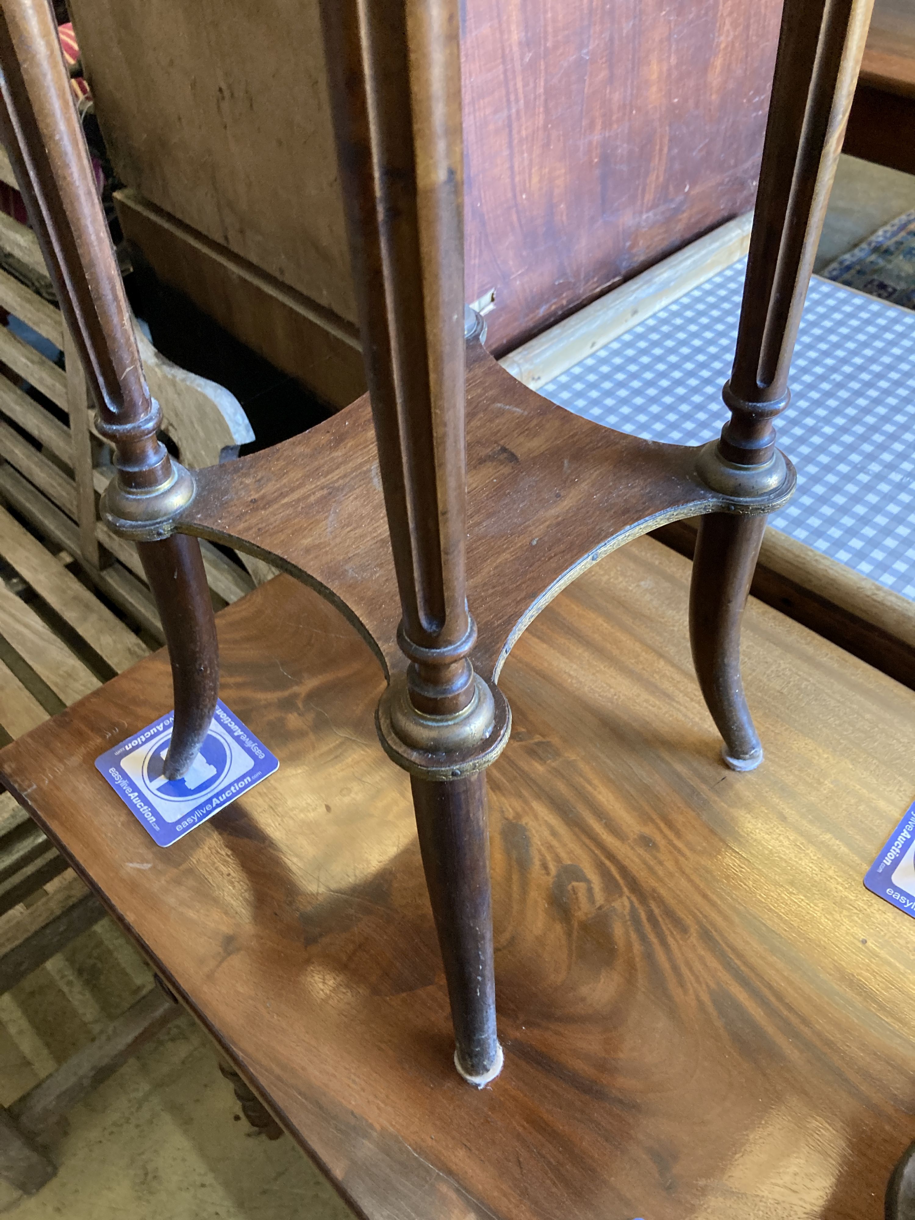 A near pair of French marble top two tier plant stands, larger width 30cm, depth 30cm, height 82cm - Image 5 of 7