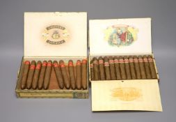 Two incomplete boxes of Cuban cigars