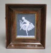 A 19th century Limoges pate sur pate plaque of a nude dancer, signed Leduc, 24 x 21cm including