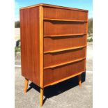 A mid century design mahogany and teak five drawer chest, circa 1960, width 77cm, depth 45cm, height