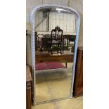A Victorian, later silvered carved wood framed overmantel mirror, width 92cm, height 195cm