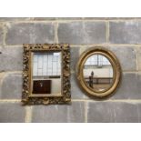 Two moulded gilt frame mirrors, larger 40 x 50cm