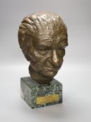 Doreen Kern, bronze bust of Golda Meir, Prime Minister of Israel 1969-1974, on marble base, total