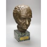 Doreen Kern, bronze bust of Golda Meir, Prime Minister of Israel 1969-1974, on marble base, total