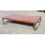 A mid century design rectangular chrome coffee table, width 140cm, depth 70cm, height 30cm