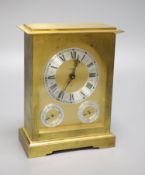 An Angelus Swiss brass cased combination clock with barometer and thermometer, height 22cm