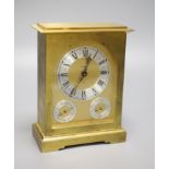 An Angelus Swiss brass cased combination clock with barometer and thermometer, height 22cm