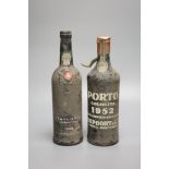 A bottle of Porto Colheita 1952 and a bottle of Taylor's late bottled vintage port 1988