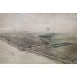 Jules Arnout (1814-1868), colour lithograph, Brighton, view taken in balloon, 34 x 46cm