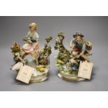 A pair of Capodimonte figures, Boy at Pool, Girl at Pool, height 22cm