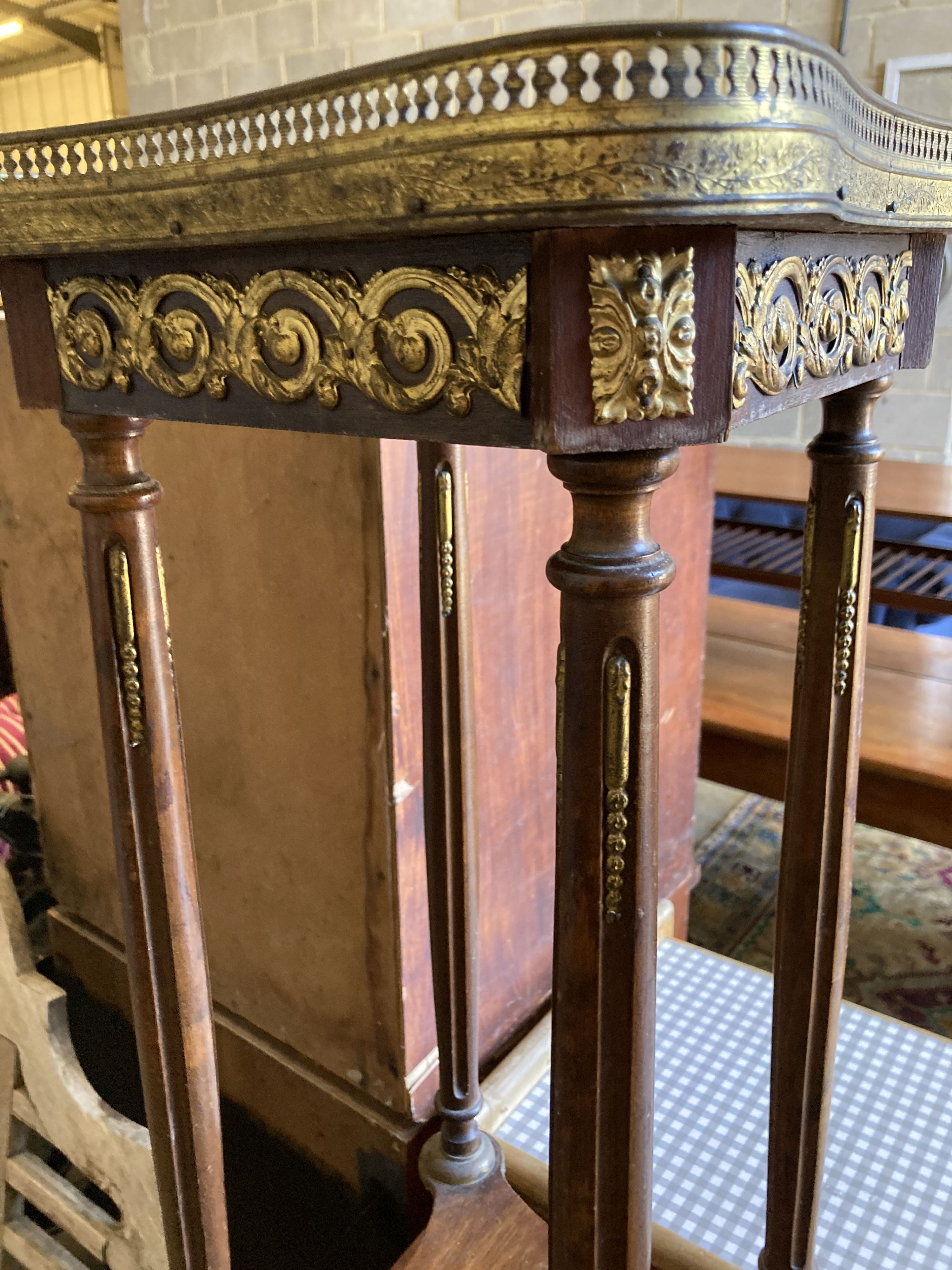 A near pair of French marble top two tier plant stands, larger width 30cm, depth 30cm, height 82cm - Image 4 of 7