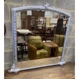 A Victorian silvered giltwood and gesso overmantel mirror, width 115cm, height 111cm