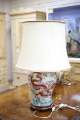 A pair of large Chinese famille rose 'dragon' table lamps