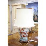 A pair of large Chinese famille rose 'dragon' table lamps