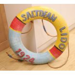 A lifebuoy inscribed Saltdean 1924, diameter 88cm