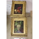 19th century English School, pair of oils on canvas, Still lifes of fruit, 29 x 22cm